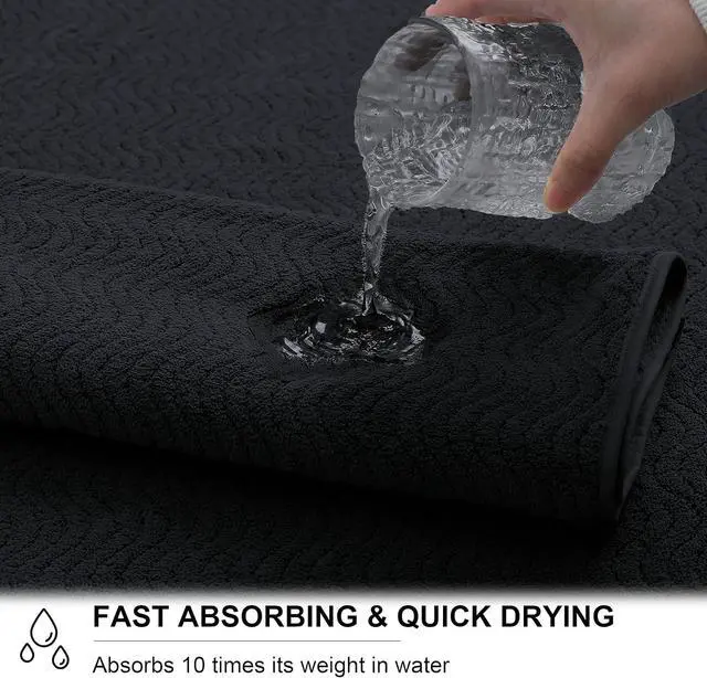 Alt view image 2 of 7 - Ultra Soft 2 Piece Textured Hand Towel Set for Bathroom Shower Pool and Kitchen, Quick Dry, Highly Absorbent - Black