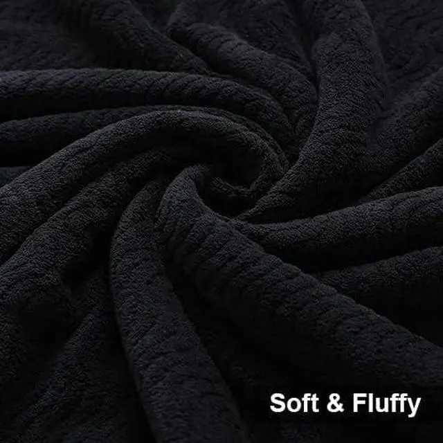 Alt view image 4 of 7 - Ultra Soft 2 Piece Textured Hand Towel Set for Bathroom Shower Pool and Kitchen, Quick Dry, Highly Absorbent - Black