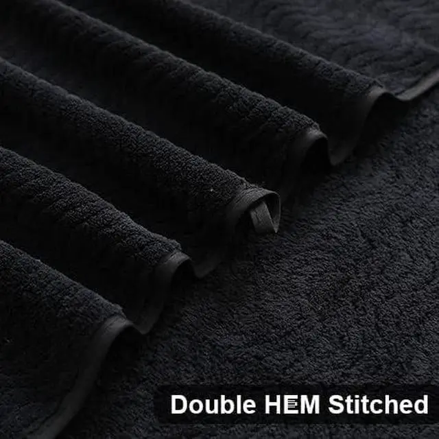 Alt view image 3 of 7 - Ultra Soft 2 Piece Textured Hand Towel Set for Bathroom Shower Pool and Kitchen, Quick Dry, Highly Absorbent - Black