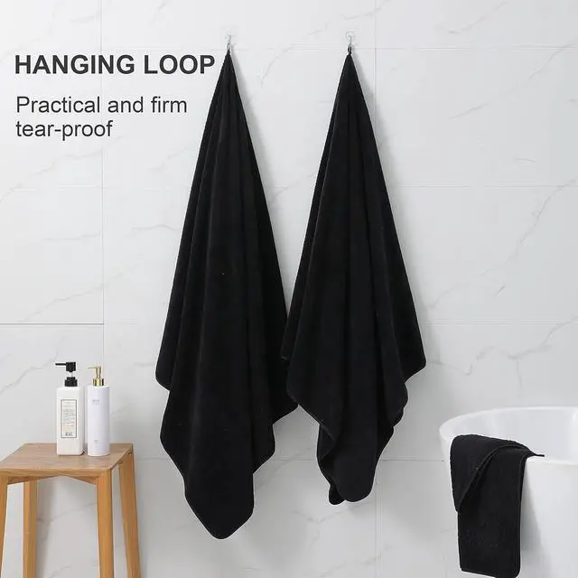 Alt view image 5 of 7 - Ultra Soft 2 Piece Textured Hand Towel Set for Bathroom Shower Pool and Kitchen, Quick Dry, Highly Absorbent - Black