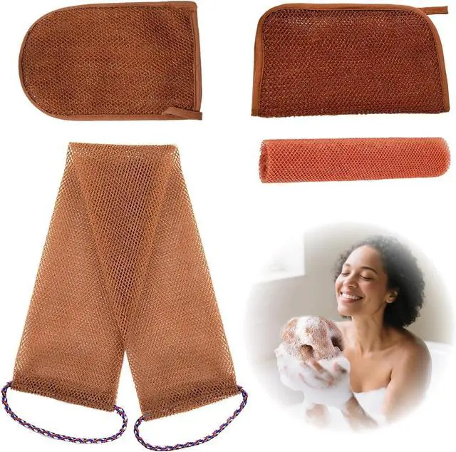 Main image of 4 PCS African Net Sponge with Handles, Exfoliating African Net Washcloth for Face & Back