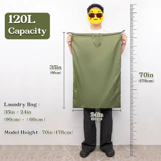 Alt view image 2 of 7 - Extra Large Heavy Duty Laundry Bag for Dorm & Family | Tear-resistant 120L nursery hamper liner holds 40lbs, Perfect washable sack for college dorms, laundromats, seasonal storage