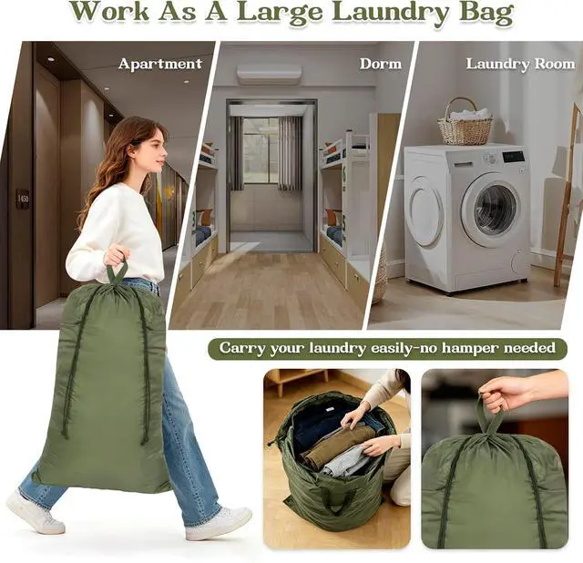 Alt view image 3 of 7 - Extra Large Heavy Duty Laundry Bag for Dorm & Family | Tear-resistant 120L nursery hamper liner holds 40lbs, Perfect washable sack for college dorms, laundromats, seasonal storage