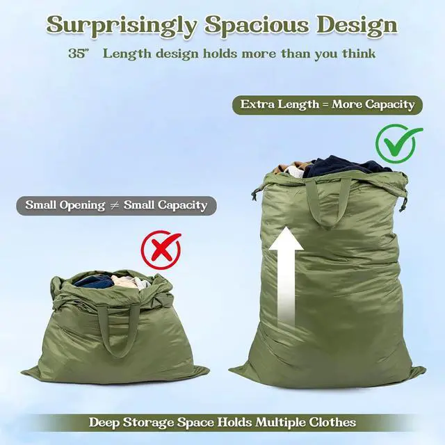 Alt view image 4 of 7 - Extra Large Heavy Duty Laundry Bag for Dorm & Family | Tear-resistant 120L nursery hamper liner holds 40lbs, Perfect washable sack for college dorms, laundromats, seasonal storage