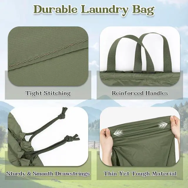 Alt view image 5 of 7 - Extra Large Heavy Duty Laundry Bag for Dorm & Family | Tear-resistant 120L nursery hamper liner holds 40lbs, Perfect washable sack for college dorms, laundromats, seasonal storage
