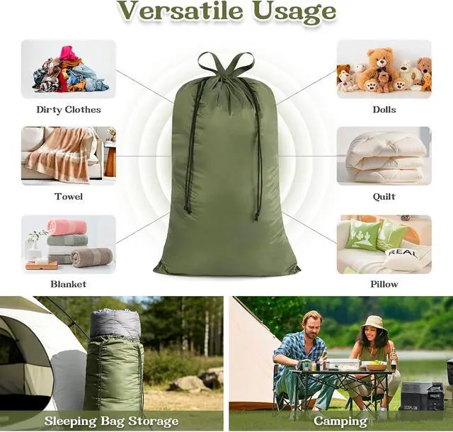 Alt view image 7 of 7 - Extra Large Heavy Duty Laundry Bag for Dorm & Family | Tear-resistant 120L nursery hamper liner holds 40lbs, Perfect washable sack for college dorms, laundromats, seasonal storage