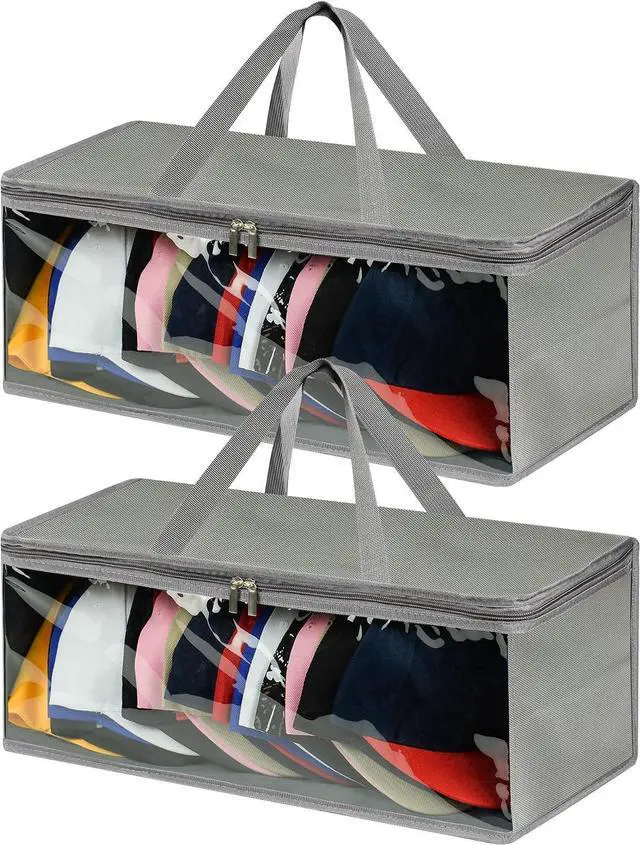 Main image of Epesoware 2 Pack Wide Hat Storage Bag for Baseball Caps, Grey | Hat Organizer for Up to 20 Hats, Ideal for Home and Travel