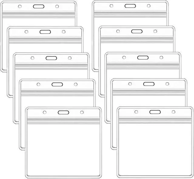 Main image of 10 Pack Badge Holder ID Card Holder,Waterproof Name Badge Holders, Clear Horizontal Card Badge Holder (3.5x2.4 Inch)
