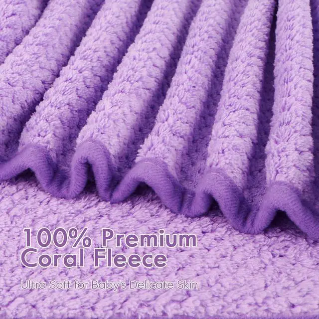 Alt view image 2 of 6 - Orighty Baby Hooded Towel with Five Washcloths, 28 x 28 Inch Super Soft Bath Towel with Hood for Babies, Infant, Newborn Essential - Ideal Baby Stuff Registry for Boys and Girls (Purple)