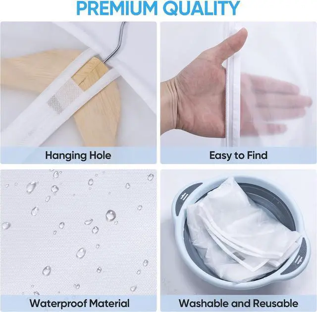 Alt view image 2 of 7 - BALEINE 2PK Garment Bags for Hanging Clothes, 40" Suit Bag for Closet | Tear Resistant PEVA Material, Dust & Moisture Protection, Wrinkle-Free Storage, Smooth Glide Zipper, Translucent Design