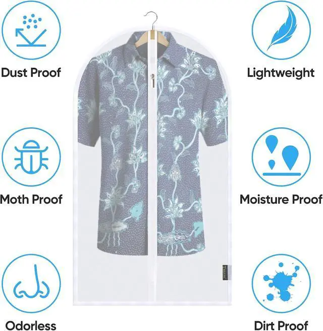Alt view image 3 of 7 - BALEINE 2PK Garment Bags for Hanging Clothes, 40" Suit Bag for Closet | Tear Resistant PEVA Material, Dust & Moisture Protection, Wrinkle-Free Storage, Smooth Glide Zipper, Translucent Design