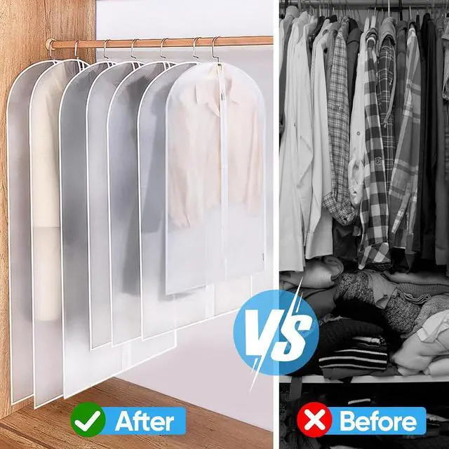 Alt view image 6 of 7 - BALEINE 2PK Garment Bags for Hanging Clothes, 40" Suit Bag for Closet | Tear Resistant PEVA Material, Dust & Moisture Protection, Wrinkle-Free Storage, Smooth Glide Zipper, Translucent Design
