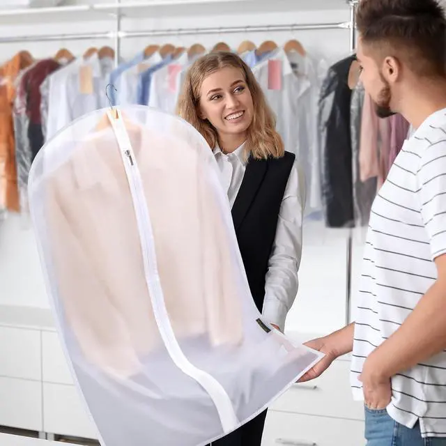 Alt view image 7 of 7 - BALEINE 2PK Garment Bags for Hanging Clothes, 40" Suit Bag for Closet | Tear Resistant PEVA Material, Dust & Moisture Protection, Wrinkle-Free Storage, Smooth Glide Zipper, Translucent Design