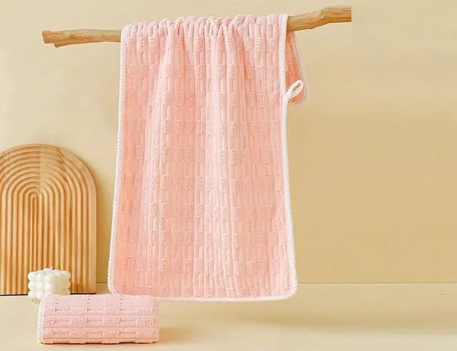 Alt view image 7 of 7 - Bathroom Towels Set - 3 Pack - 14 x 29 Inches Lightweight Small Extra-Absorbent Face Cloths and Soft Stripe Fingertip Towel for Bathroom, Guest Room, Children (Grey+Blue+Pink)