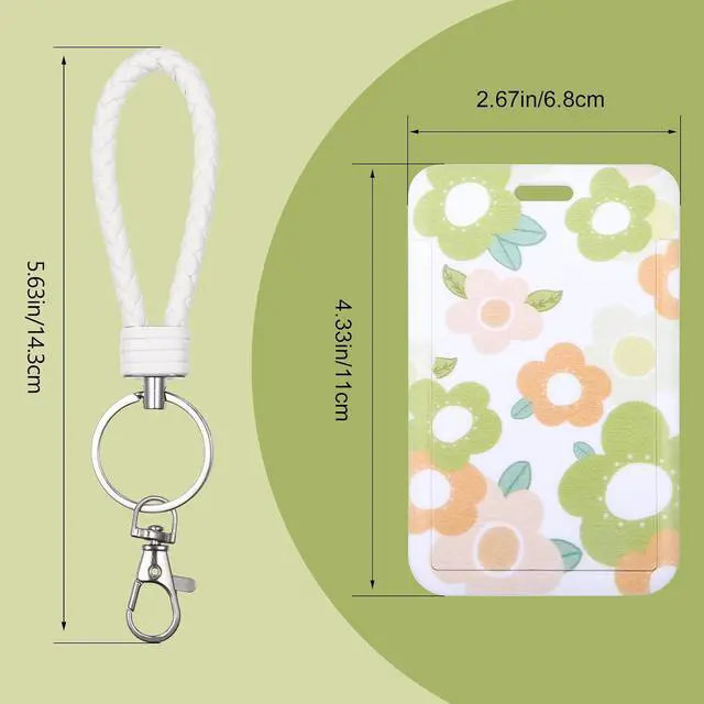 Alt view image 2 of 7 - ID Card Badge Holder Key Chain with Metal Keyring, Plastic Slide Open with ID Window for Women Men Girls Students,Flowers
