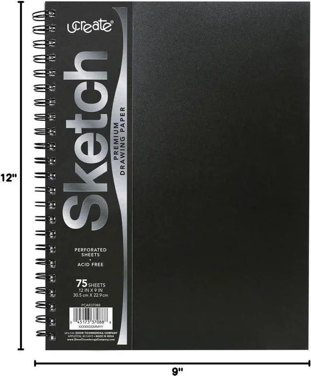 Alt view image 3 of 3 - UCreate Poly Cover Sketch Book, Heavyweight, 9" x 12", Black, 75 Sheets | Supports classroom learning, crafts and creative activities