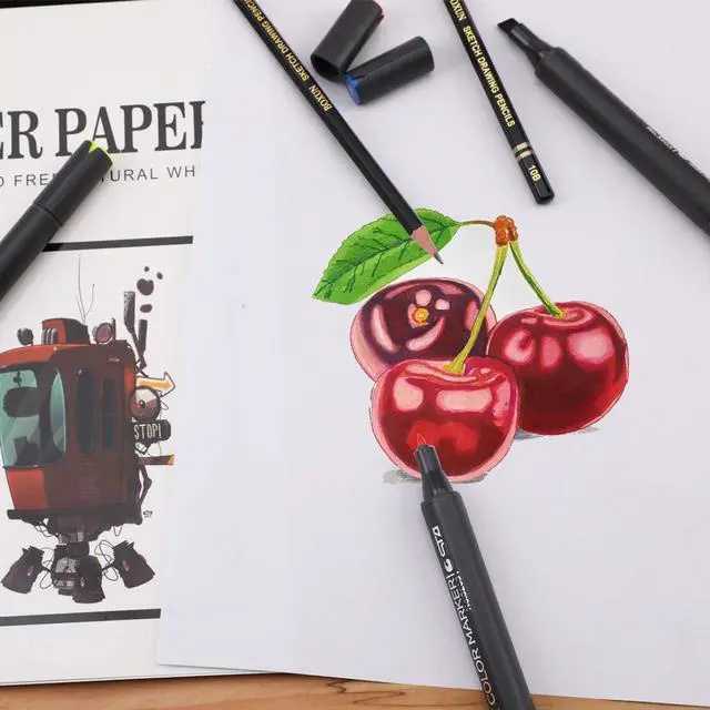 Alt view image 5 of 6 - BOXUN Premium 50 Sheets Sketch Marker Paper Pad, Bleedproof Artist Drawing Paper, 8.27 x 11.69 Inch