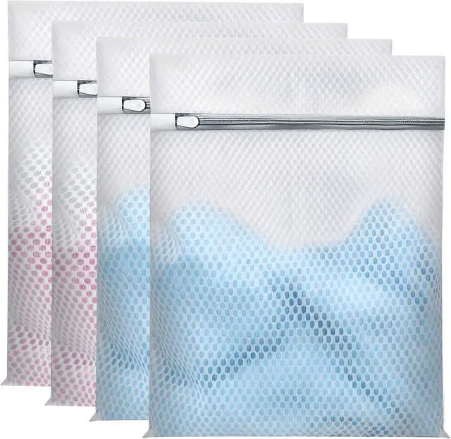 Main image of Laundry Bags Mesh Wash Bags for Delicates, Upgraded Honeycomb & Fine Mesh, Extra Durable with Sturdy Zippers, Protect Clothes in Washing Machine Essentials for Home, College & Dorm, 12 x 16 in 4-Pack