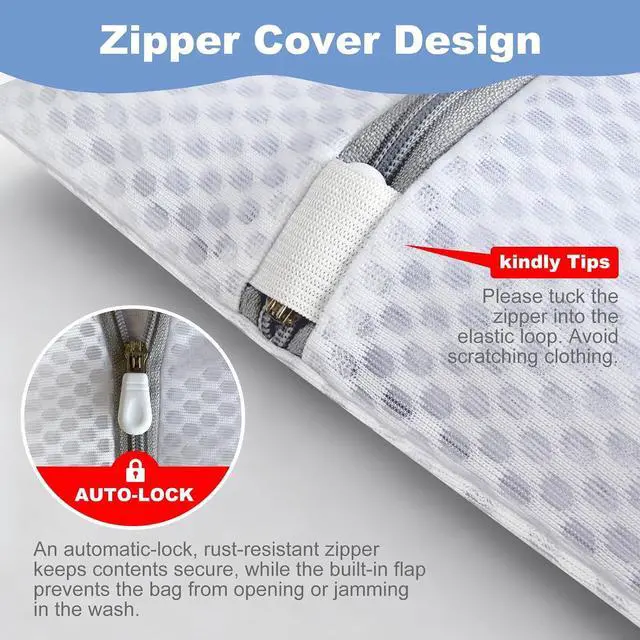 Alt view image 2 of 7 - Laundry Bags Mesh Wash Bags for Delicates, Upgraded Honeycomb & Fine Mesh, Extra Durable with Sturdy Zippers, Protect Clothes in Washing Machine Essentials for Home, College & Dorm, 12 x 16 in 4-Pack