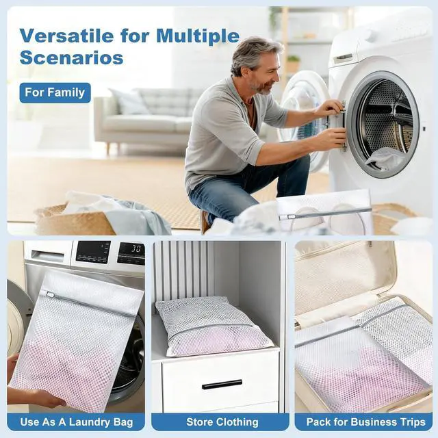 Alt view image 7 of 7 - Laundry Bags Mesh Wash Bags for Delicates, Upgraded Honeycomb & Fine Mesh, Extra Durable with Sturdy Zippers, Protect Clothes in Washing Machine Essentials for Home, College & Dorm, 12 x 16 in 4-Pack