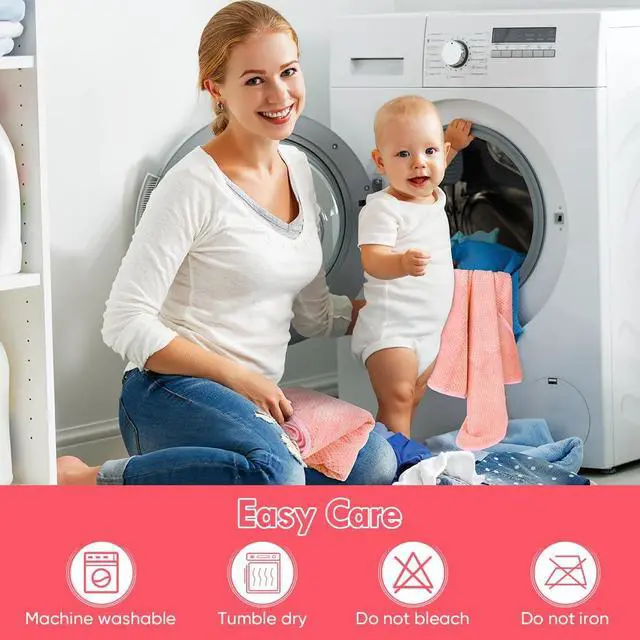 Alt view image 6 of 6 - Orighty Baby Hooded Towel with Five Washcloths, 28 x 28 Inch Super Soft Bath Towel with Hood for Babies, Infant, Newborn Essential - Ideal Baby Stuff Registry for Boys and Girls (Pink)