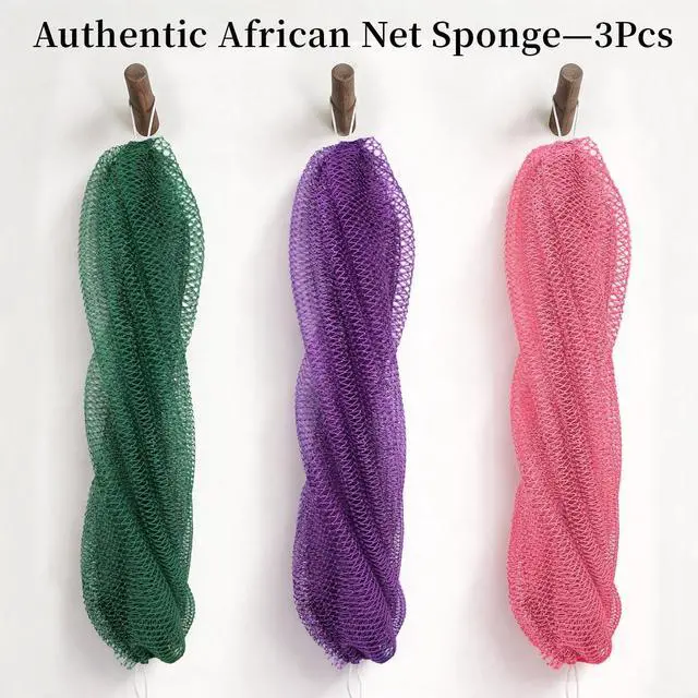 Alt view image 6 of 7 - African Net Sponge Authentic African Exfoliating Net Sponge with Knots African Bath Sponge Scrub African Shower Net Wash Body Scrubber