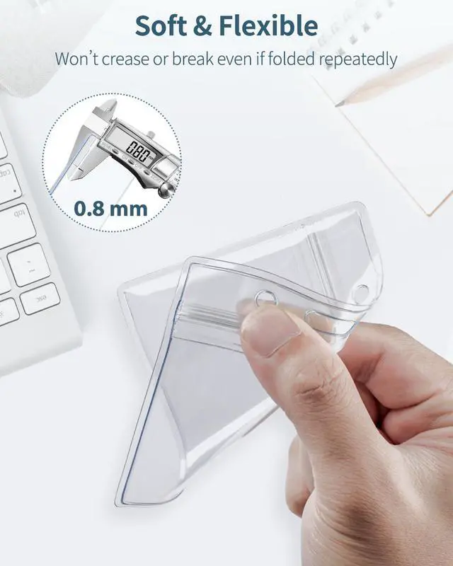 Alt view image 3 of 7 - Pawfly 6 Pack ID Badge Holder Horizontal Clear Plastic Case with Resealable Zip Soft Waterproof Card Protector Pouch for Office School Credit Cards Proximity Key Cards Drivers Licenses and Passes