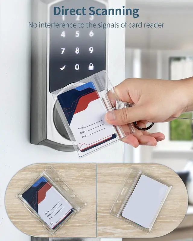 Alt view image 6 of 7 - Pawfly 6 Pack ID Badge Holder Horizontal Clear Plastic Case with Resealable Zip Soft Waterproof Card Protector Pouch for Office School Credit Cards Proximity Key Cards Drivers Licenses and Passes