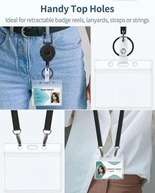 Alt view image 5 of 7 - Pawfly 6 Pack ID Badge Holder Horizontal Clear Plastic Case with Resealable Zip Soft Waterproof Card Protector Pouch for Office School Credit Cards Proximity Key Cards Drivers Licenses and Passes
