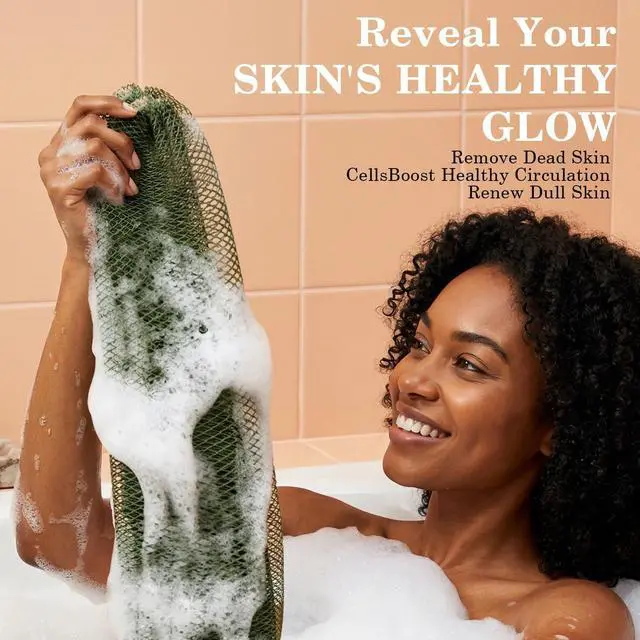 Alt view image 5 of 7 - African Net Sponge Authentic African Exfoliating Net Sponge African Bath Sponge African Scrub Shower Wash Long Net Rag African Body Scrubber