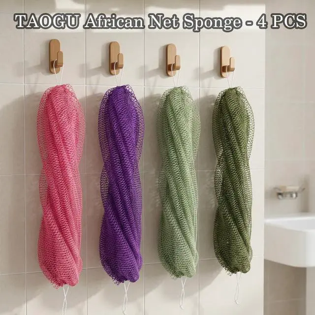 Alt view image 6 of 7 - African Net Sponge Authentic African Exfoliating Net Sponge African Bath Sponge African Scrub Shower Wash Long Net Rag African Body Scrubber