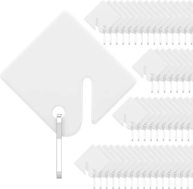 Main image of Uniclife 50 Pcs Rack Key Tags 1.5 Inch Slotted Plastic Tags with Metal Snap Hooks White Square Hanging Tags for Key Cabinets Boxes Lockers Sturdy Frosted Item Identifiers for Home Offices and Garages