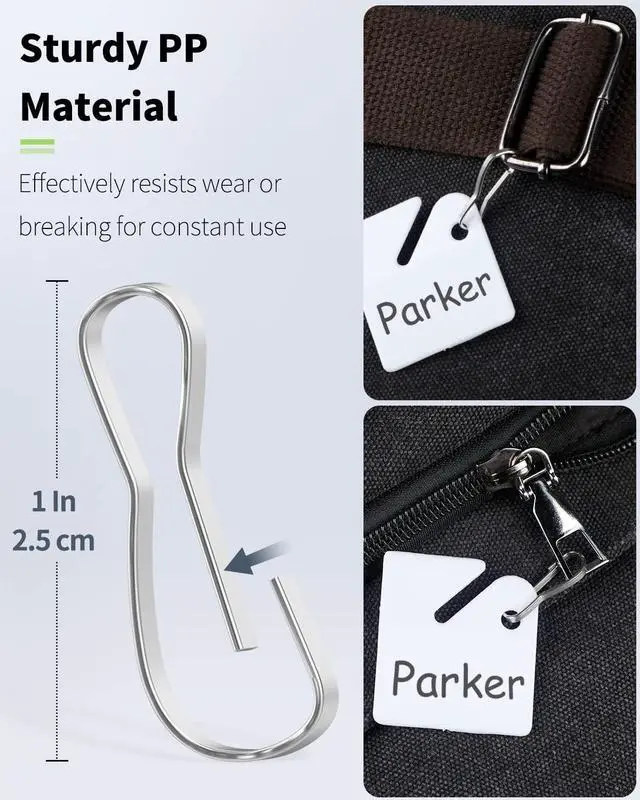 Alt view image 6 of 7 - Uniclife 50 Pcs Rack Key Tags 1.5 Inch Slotted Plastic Tags with Metal Snap Hooks White Square Hanging Tags for Key Cabinets Boxes Lockers Sturdy Frosted Item Identifiers for Home Offices and Garages