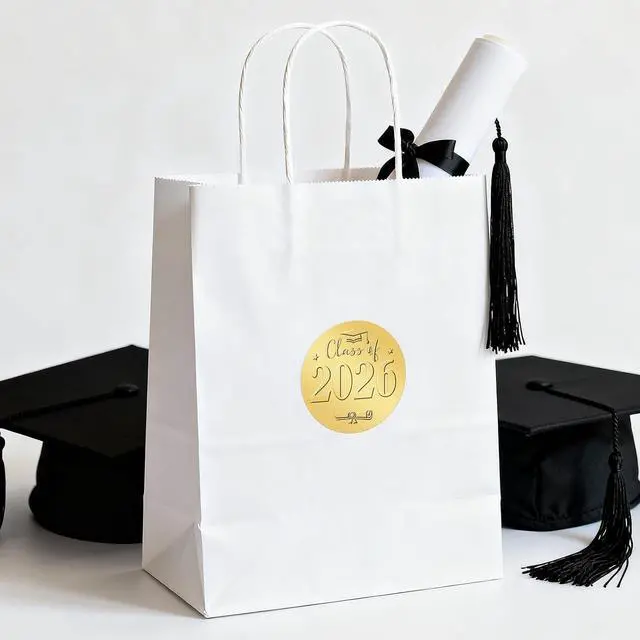 Alt view image 6 of 7 - Graduation Stickers 2 Inch Embossed Graduation Cap and Diplomas Sticker | 100Pcs Class of 2026 Gold Foil for Envelopes Seals Graduation Announcement Party Favor(Class of 2026)