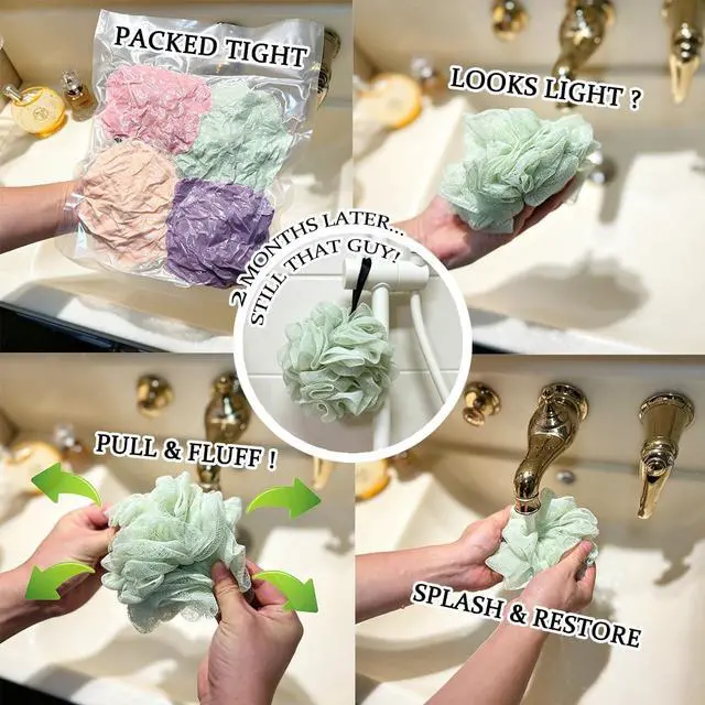 Alt view image 3 of 6 - Loofah Sponges for Shower,Exfoliating Cleaning Bath Loofa Body Scrubber Balls for Women Men Washing(1 pcs, Teal)