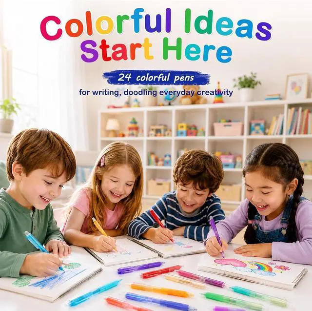 Alt view image 7 of 7 - Erasable Gel Pens, 24 Assorted Colors, 0.7mm Fine Point Retractable Gel Ink Pens with Erasers, Smooth Writing Multicolor Pens for Journaling, Note Taking, Planning, Drawing and Art Projects