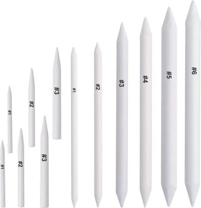 Main image of FEBSNOW 12Pcs Blending Stumps and Tortillions Sticks for Art Drawing | Spiral Wound Paper, Assorted Size Drawing Tools, Smooth Smudging and Blending, Student Artist Charcoal Sketching Supplies