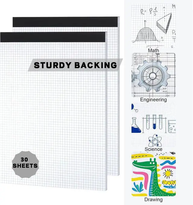 Alt view image 5 of 7 - Thboxes Graph Paper Pad 2 Pack, 11.6 x 8.5 In, 4x4 Grid, 30 Sheets | 80 Gsm Fsc-Certified Paper, Easy-Tear Pages, Smooth Double-Sided Sheets For Drawing, Math, Notes, And Planning