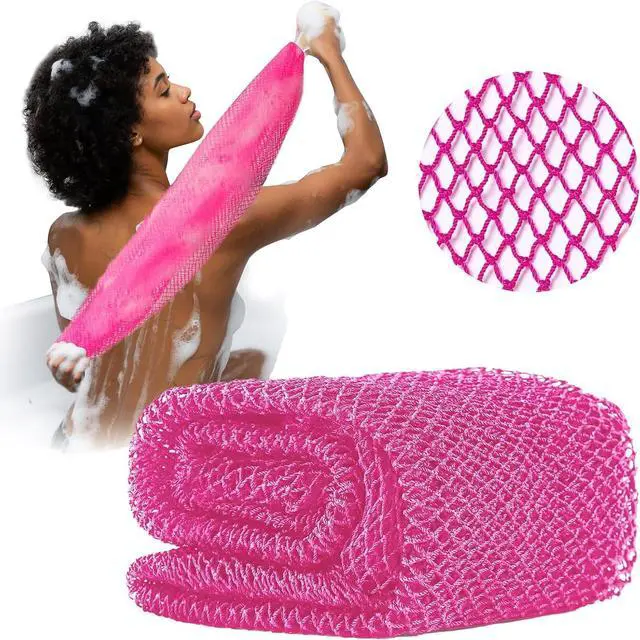 Main image of African Net Sponge Authentic, Exfoliating Bath Sponge, Pink | Body Scrubber Shower Loofah, Daily Use, Travel Portable Bath Essentials