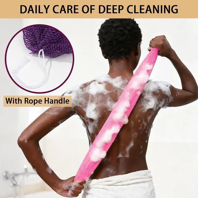 Alt view image 5 of 6 - African Net Sponge Authentic, Exfoliating Bath Sponge, Pink | Body Scrubber Shower Loofah, Daily Use, Travel Portable Bath Essentials