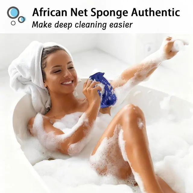 Alt view image 2 of 6 - African Net Sponge Authentic, Exfoliating Bath Sponge, Pink | Body Scrubber Shower Loofah, Daily Use, Travel Portable Bath Essentials