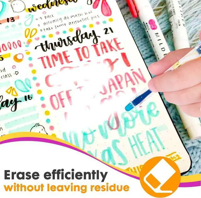 Alt view image 3 of 7 - Erasable Gel Pens, 10 Colors Retractable Cartoon Erasable Pens Clicker Fine Point 0.5 mm, Make Mistakes Disappear, Assorted Color Inks for Journaling Planner Drawing Writing Gifts