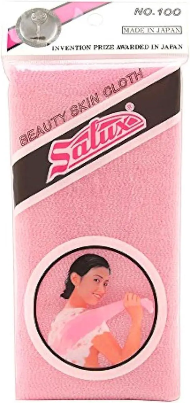 Main image of Salux Nylon Japanese Beauty Skin Bath Wash Cloth/Towel - Pink