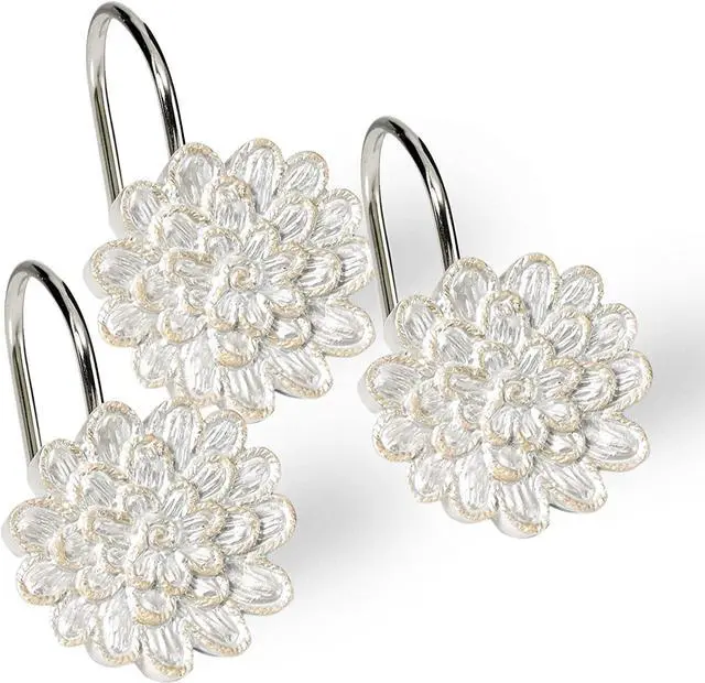 Main image of Zahari Home Rose Vine Shower Hooks Set - Curtain Rings with Unique Design - 12 Resin Hooks for Customizing Your Shower Space