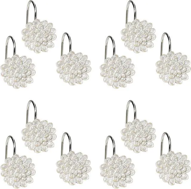 Alt view image 2 of 5 - Zahari Home Rose Vine Shower Hooks Set - Curtain Rings with Unique Design - 12 Resin Hooks for Customizing Your Shower Space
