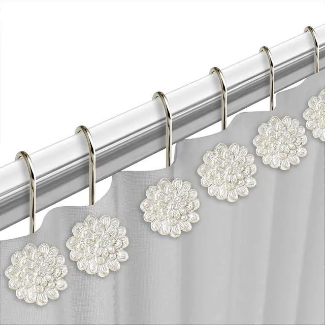Alt view image 3 of 5 - Zahari Home Rose Vine Shower Hooks Set - Curtain Rings with Unique Design - 12 Resin Hooks for Customizing Your Shower Space