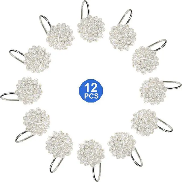 Alt view image 4 of 5 - Zahari Home Rose Vine Shower Hooks Set - Curtain Rings with Unique Design - 12 Resin Hooks for Customizing Your Shower Space