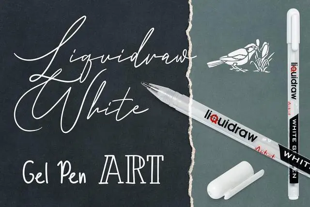 Alt view image 5 of 7 - Liquidraw White Gel Pens - Set of 3 | 0.8 mm Fine Point Gel Pen For Artists | Ideal for Highlighting, Coloring, Drawing, Writing & Sketching | Ideal For Writing On Black Paper | Must-Have Art Supplies