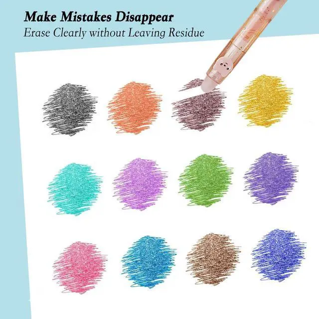Alt view image 3 of 7 - 12PCS Cute Glitter Erasable Gel Pens, Multicolor Fine Point 0.7mm | Retractable, for Journaling, Drawing, Note Taking