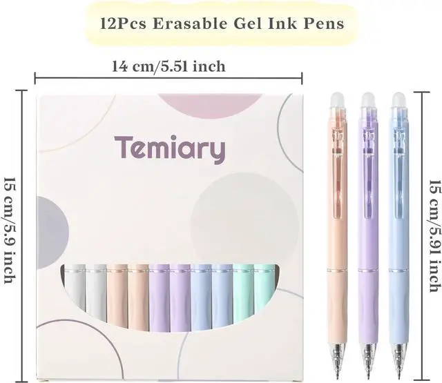 Alt view image 2 of 7 - Temiary 10 Pcs Retractable Erasable Gel Pens, Black Ink Fine Point 0.5 mm | Make Mistakes Disappear, Smooth Writing Gel Pen with Eraser for Journaling Note Taking Marking Planner Crossword Puzzles